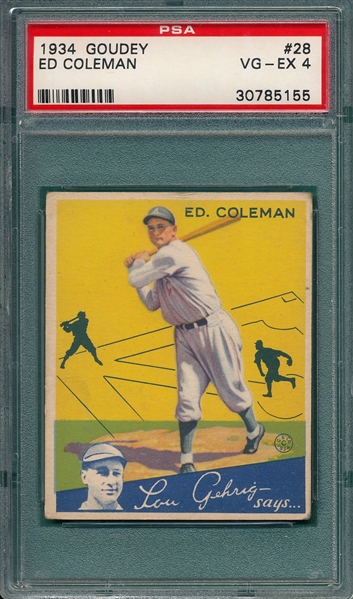 1934 Goudey #28 Ed Coleman PSA 4
