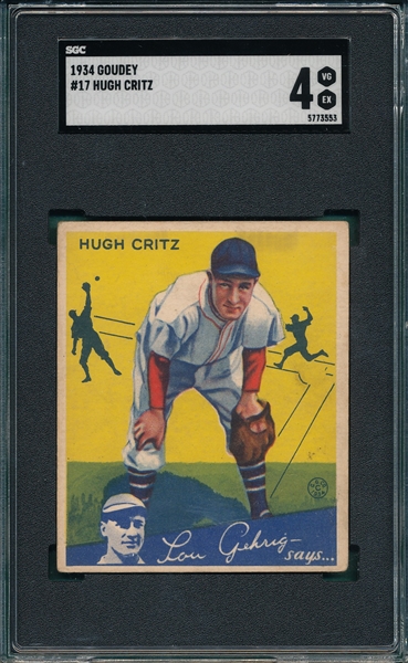 1934 Goudey #17 Hugh Critz SGC 4