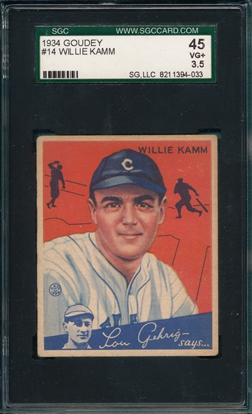 1934 Goudey #14 Willie Kamm SGC 4.5
