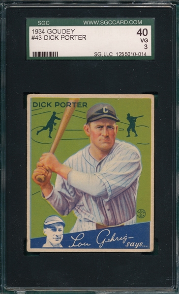 1934 Goudey #43 Dick Porter SGC 40