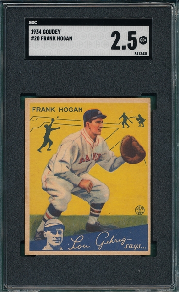 1934 Goudey #20 Frank Hogan SGC 2.5