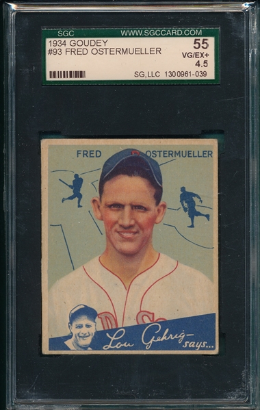 1934 Goudey #93 Fred Ostermueller SGC 55 *Hi #*