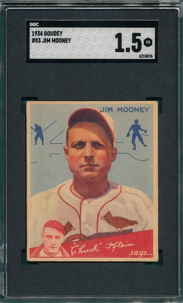 1934 Goudey #83 Jim Mooney SGC 1.5 *Hi #*