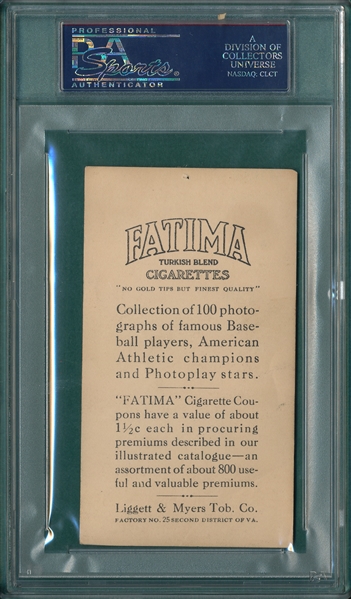 1914 T222 Jack Barry Fatima Cigarettes PSA 1