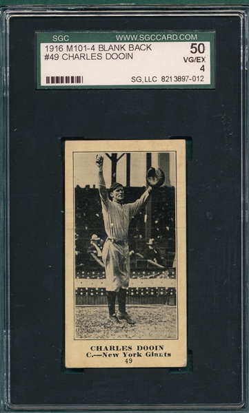 1916 M101-4 #49 Charles Dooin Sporting News SGC 50 *Blank Back*