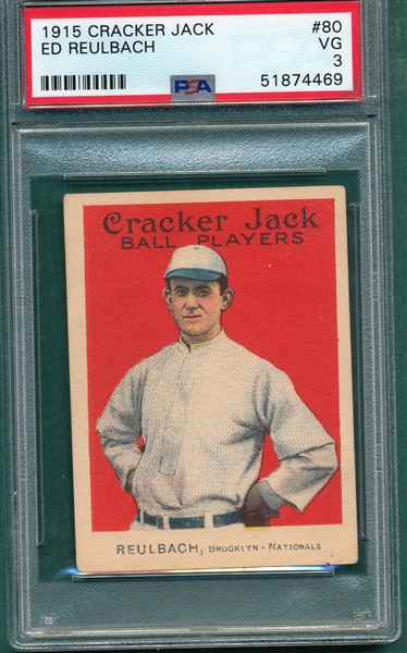 1915 Cracker Jack #80 Ed Reulbach PSA 3