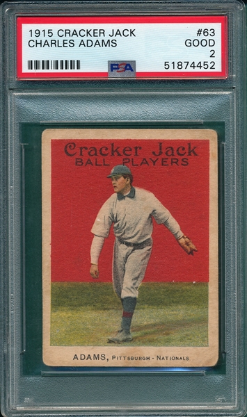 1915 Cracker Jack #63 Charles Adams PSA 2