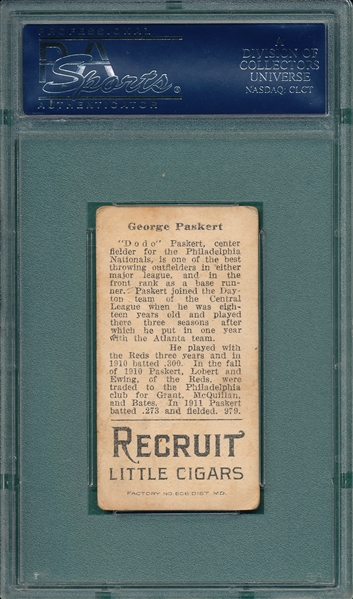 1912 T207 Paskart Recruit Little Cigars PSA 3