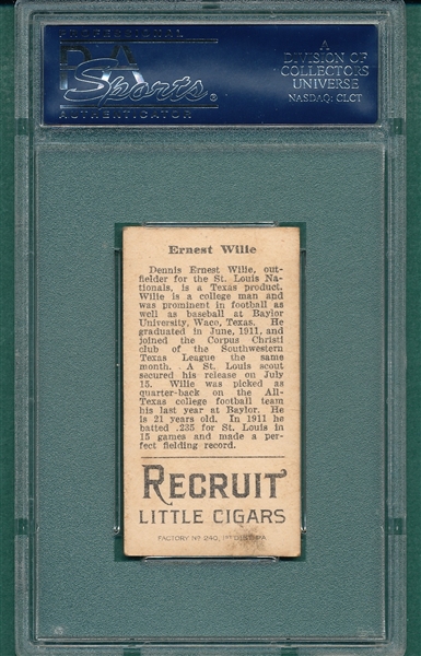 1912 T207 Wilie Recruit Little Cigars PSA 2