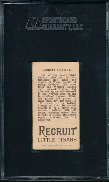 1912 T207 Coulson Recruit Little Cigars SGC 30