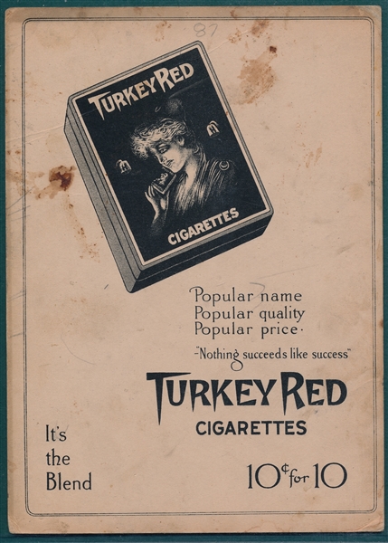 1910-11 T3 #87 Eddie Collins Turkey Red Cigarettes *Ad Back*