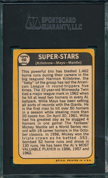 1968 Topps #490 Super Stars W/ Mays & Mantle SGC 35