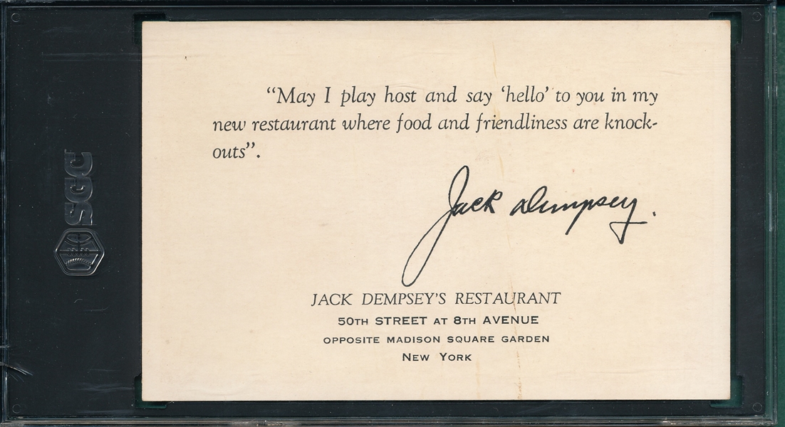 1940 Post Card Jack Dempsey's Restaurant SGC 4.5