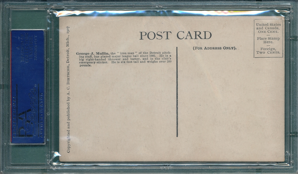 1907 Dietsche Post Cards, Mullin, Tigers, PSA 4
