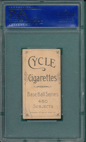 1909-1911 T206 Lake, No Ball, Cycle Cigarettes PSA 4 *460 Series*