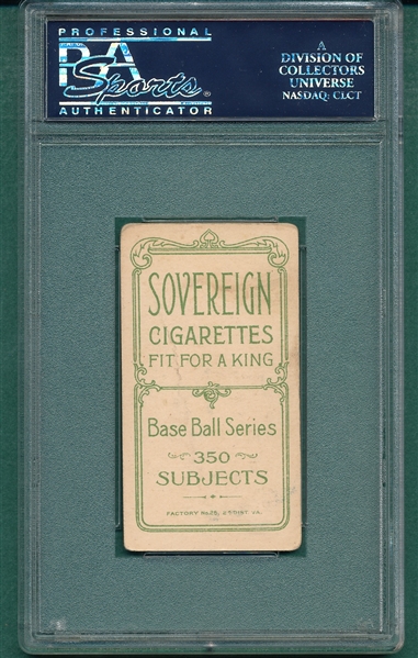 1909-1911 T206 Dougherty, Arm In Air, Sovereign Cigarettes PSA 2.5