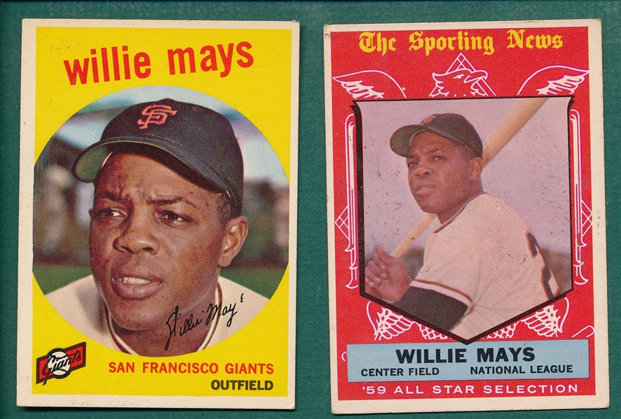 1959 Topps #50 Willie Mays & #563 Mays, AS, Lot of (2)