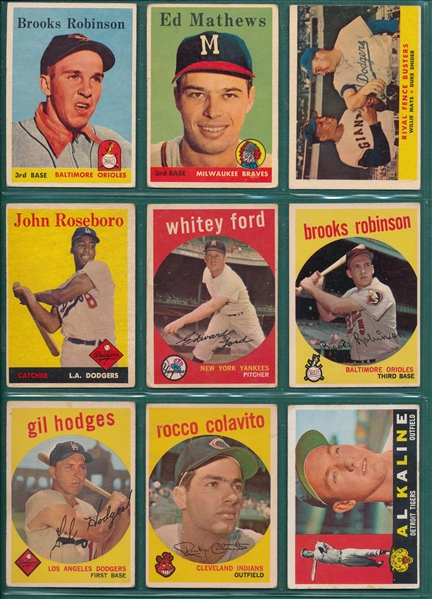 1958-60 Topps Lot of (11) W/ Banks & Aaron, AS
