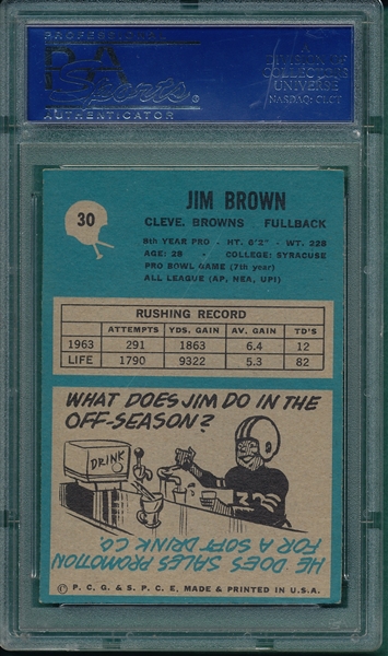 1964 Philadelphia #30 Jim Brown PSA 5