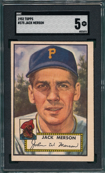 1952 Topps #375 Jack Merson SGC 5 *H i#* 