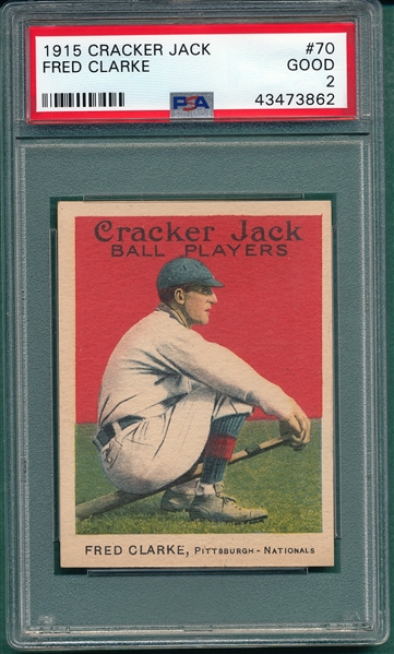 1915 Cracker Jack #70 Fred Clarke PSA 2 *Presents Much Better*