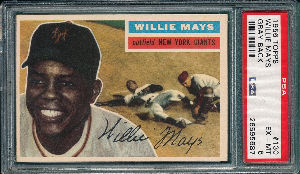 1956 Topps #130 Willie Mays PSA 6 *Gray*