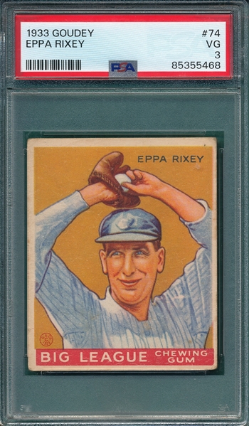 1933 Goudey #74 Eppa Rixey PSA 3