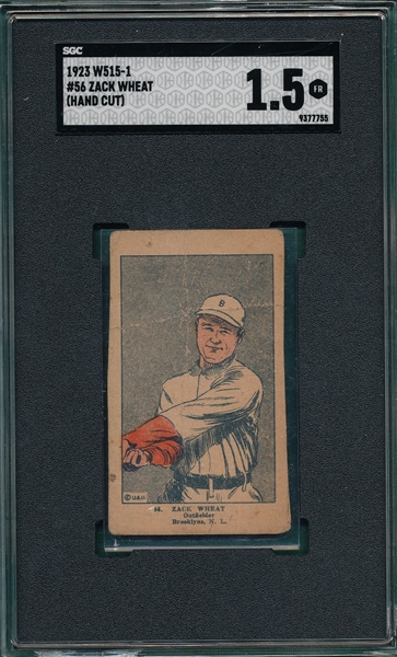 1923 W515-1 #56 Zack Wheat SGC 1.5