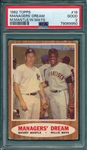 1962 Topps #18 Managers Dream W/ Mays & Mantle, PSA 2