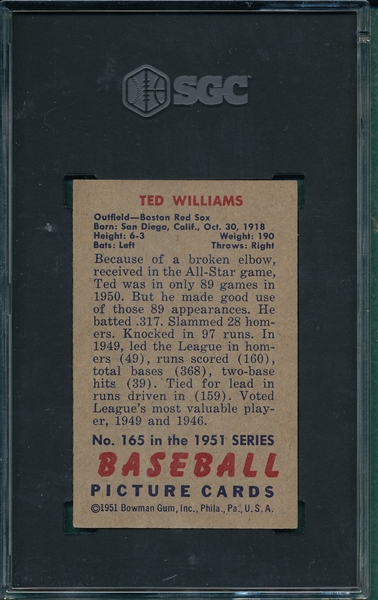1951 Bowman #165 Ted Williams SGC 5.5