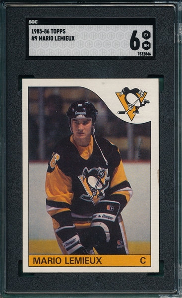 1985 Topps Hockey #9 Mario Lemieux SGC 6 *Rookie*