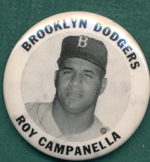 1950's PM10 Roy Campanella HOF Brooklyn Dodgers Pin *White*