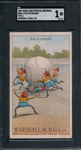 1888 H804-2 Brownies, Out On Second, Marshall & Co., SGC 1