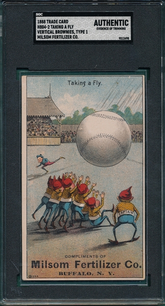 1888 H804-2 Brownies, Taking A Fly, Milsom Fertilizer Co., SGC Authentic