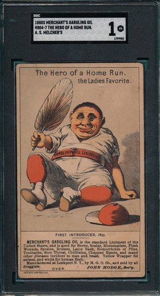 1880s H804-7 The Hero of a Home Run, Merchants Gargling Oil, SGC 1