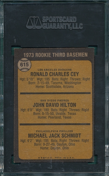 1973 Topps #615 Mike Schmidt SGC 6 *Rookie*