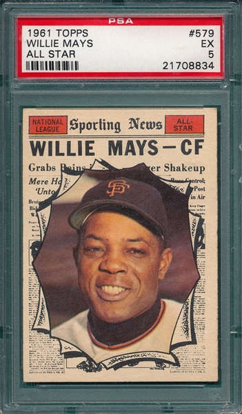 1961 Topps #579 Willie Mays, AS, PSA 5 *Hi #*