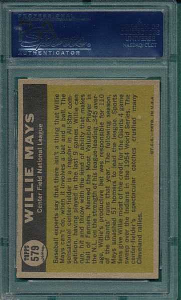 1961 Topps #579 Willie Mays, AS, PSA 5 *Hi #*