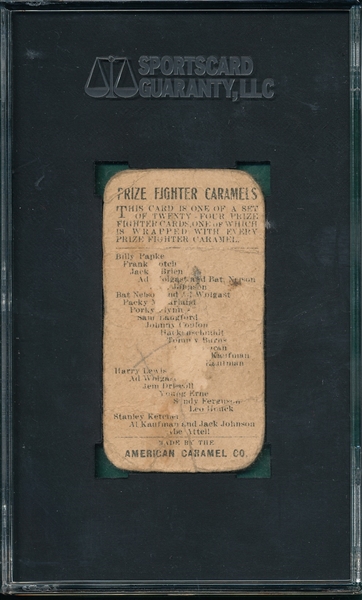 1910 E77 Harry Lewis, Name On Left, American Caramel Co. SGC 10