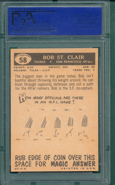 1959 Topps #58 Bob St. Clair PSA 8
