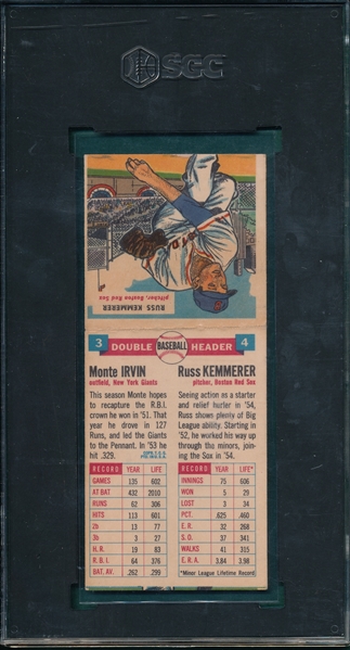 1955 Topps Double Headers #3 Irvin/ #4 Kemmerer SGC 4