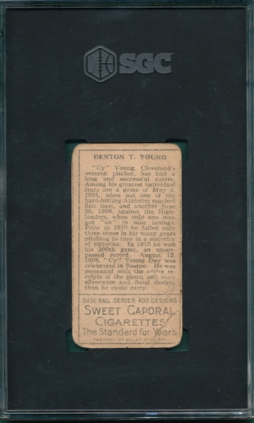 1911 T205 Cy Young Sweet Caporal Cigarettes SGC 2