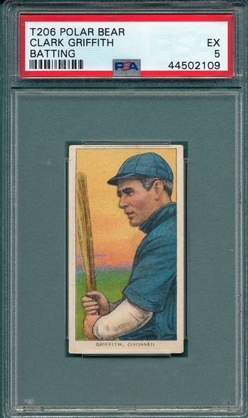 1909-1911 T206 Griffith, Batting, Polar Bear PSA 5