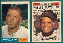 1961 Topps Lot of (2) Willie Mays