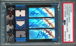 2007 Topps Sticker, Howard, Ortiz & Pujols, Autographed Card PSA/DNA PSA 9