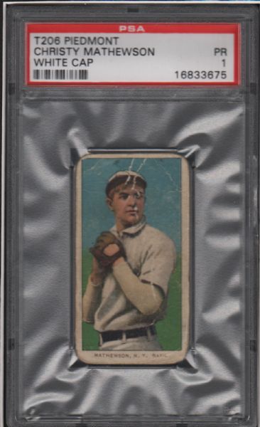 1909-11 T206 Piedmont Christy Mathewson White Cap PSA 1