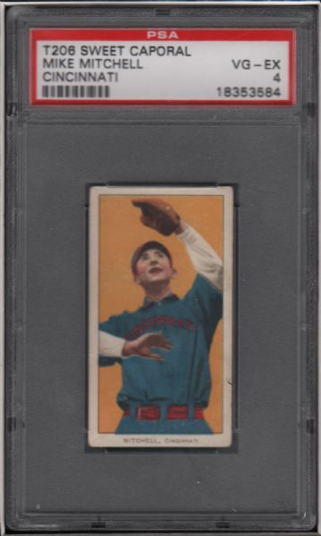 1909-11 T206 Sweet Caporal Mike Mitchell PSA 4