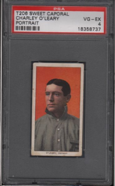 1909-11 T206 Sweet Caporal Charley O'Leary Portrait PSA 4