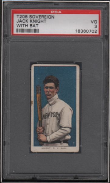 1909-11 T206 Sovereign Jack Knight With Bat PSA 3