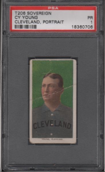 1909-11 T206 Sovereign Cy Young Cleveland, Portrait PSA 1